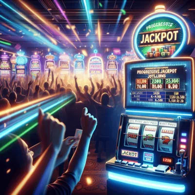 Progressive Jackpot-Slots game interface with spinning reels and jackpot meter